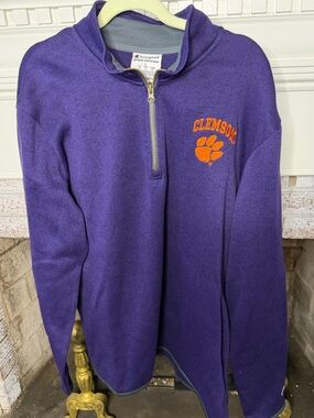 Champion Purple Clemson University Tigers Quarter-Zip Pullover with Gray Trim